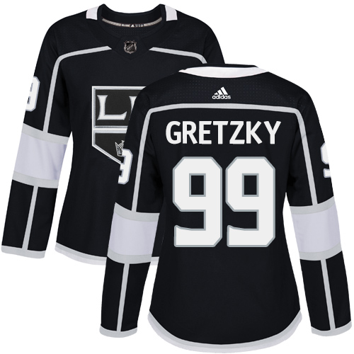 Adidas Kings #99 Wayne Gretzky Black Home Authentic Women's Stitched NHL Jersey - Click Image to Close